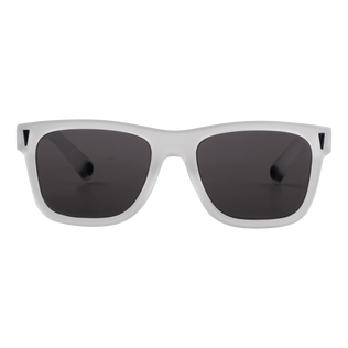 Unisex Solid Sonnenbrille Weiss Vorderseite getragene Ansicht