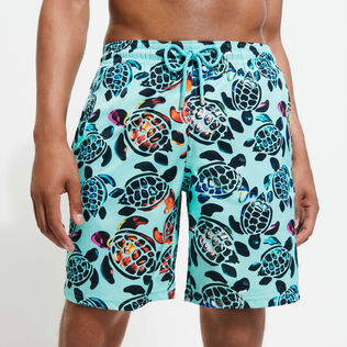 Lange Screen Turtles Stretch-Badeshorts für Herren Lagune Details Ansicht 4