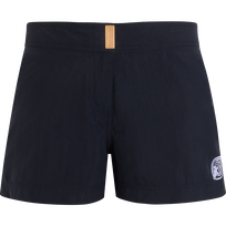 Women Stretch Flat Belt Swim Shorts - Vilebrequin x Ines de la Fressange Navy front view