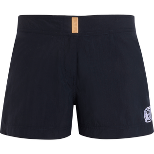 Women Stretch Flat Belt Swim Shorts - Vilebrequin x Ines de la Fressange Navy front view