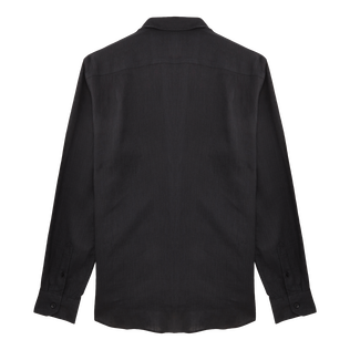 Camicia uomo in lino tinta unita Nero vista posteriore