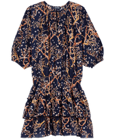 Robe courte à volants en coton femme Sweet Blossom Bleu marine vue de face