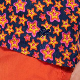 Stars Gift Bowling-Hemd aus Leinen für Herren Marineblau Details Ansicht 1