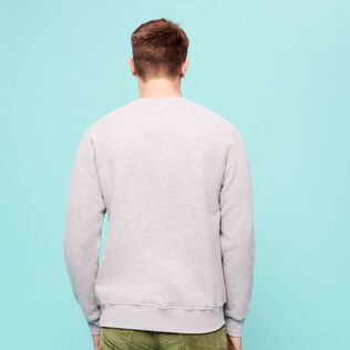 Men Cotton Sweater Embroidered Corduroy Patch Vilebrequin Lihght gray heather back worn view