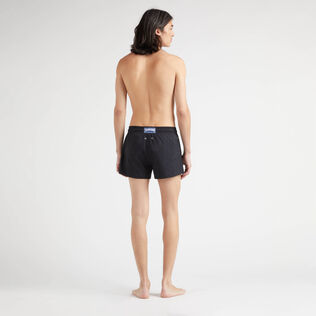 Men Short Swim Trunks Jacquard Turtles Black back worn view