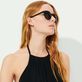 Unisex Floaty Sunglasses Solid Black front worn view