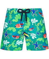 Bañador ultraligero y plegable con estampado Naive Fish para niño Emerald vista frontal