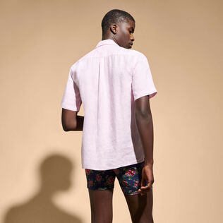 Camisa de bolos de lino de color liso para hombre Ballet shoe vista trasera desgastada