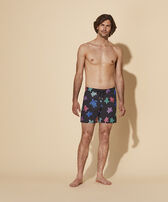 Men Swim Trunks Embroidered Tortue Multicolore - Limited Edition Black front worn view