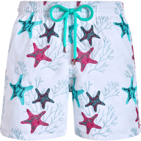 Bañador bordado con estampado Glow Stars para hombre de edición limitada Blanco vista frontal