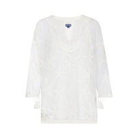 Camisa de seda de color liso para mujer Off white vista frontal