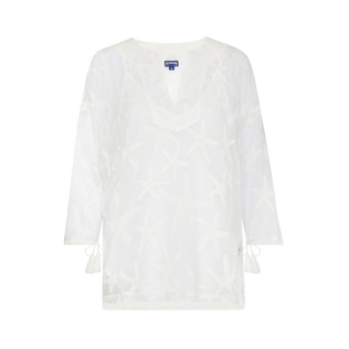 Camisa de seda de color liso para mujer Off white vista frontal