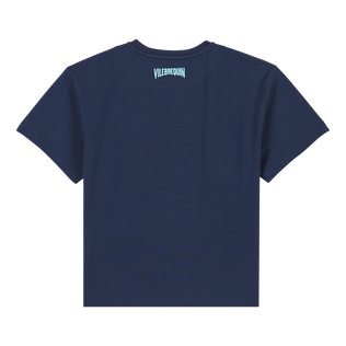 T-shirt bambino in cotone biologico Piranhas Blu marine vista posteriore