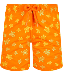 Maillot de bain brodé garçon Micro Ronde des Tortues Abricot vue de face