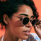 White Tulipwood Women and Men Sunglasses - VBQ x Shelter Tomette front worn view