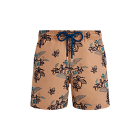 Maillot de bain homme brodé Flowers Power - Edition Limitée Moka vue de face