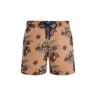 Maillot de bain homme brodé Flowers Power - Edition Limitée Moka vue de face
