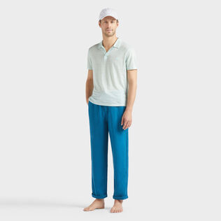 Men Linen Pants Solid Peacock details view 1