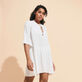 Robe courte Plumetis femme Craie vue portée de face