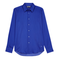 Unisex Cotton Voile Lightweight Shirt Solid Purple blue front view