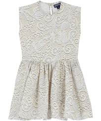 Robe fille dentelles Blanc vue de face