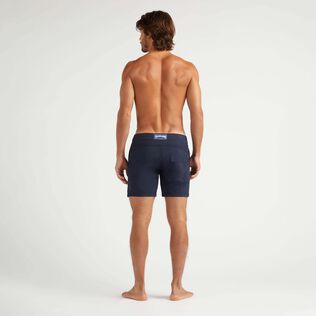 Bañador elástico con cinturilla plana para hombre - Vilebrequin x Inès de la Fressange Azul marino vista trasera desgastada