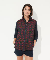 Others Printed - Unisex Reversible Sleeveless Jacket Micro Ronde Des Tortues, Navy front worn view