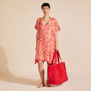 Women Square Silk Cover-up New Leopard Apricot details view 2