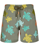 Pantaloncini mare uomo ricamati Ronde Tortues Multicolores - Edizione limitata Olivier vista frontale