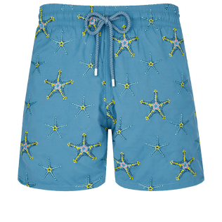 Men Swim Trunks Embroidered Starfish Dance - Limited Edition Calanque front view