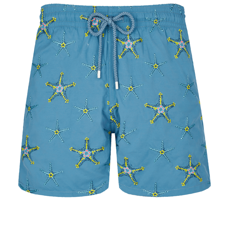 Men Swim Shorts Embroidered Starfish Dance - Swimming Trunk - Mistral - Blue