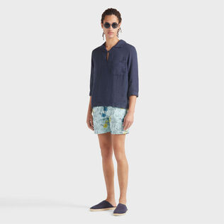 Men Swim Trunks Embroidered Flowers - Limited Edition Blue note details view 1