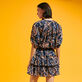 Vestido corto de algodón con volantes y estampado Sweet Blossom para mujer Azul marino vista trasera desgastada