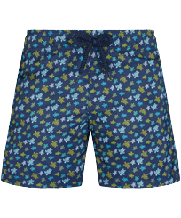 Maillot de bain garçon ultra-léger et pliable Micro Tortues Rainbow Bleu marine vue de face