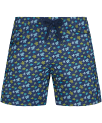 Boys Ultra-light and packable Swim Shorts Micro Tortues Rainbow Navy front view