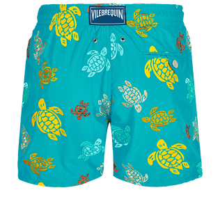 Men Swim Trunks Embroidered Ronde Des Tortues Ming blue back view