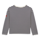 Camiseta a rayas para niño Marino / blanco vista trasera
