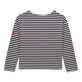 Girl's Striped Long-Sleeve T-Shirt Navy / white back view