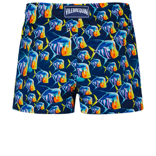 Men Short Swim Trunks Piranhas Navy back view