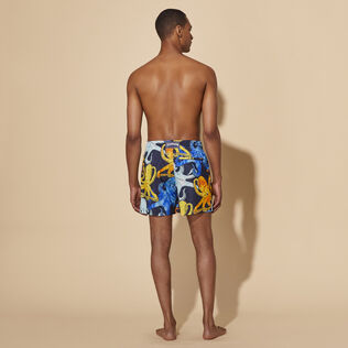Men Swim Trunks Ultra-light and Packable Poulpes Aquarelle Navy back worn view