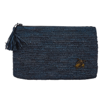 Trousse de plage en raphia Bleu marine vue de face