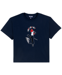 T-shirt en coton organique garçon Cocorico ! Bleu marine vue de face