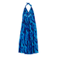 Robe longue dos nu en coton femme Les Draps Froissés Bleu neptune vue de dos