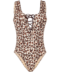 Bañador de una sola pieza con estampado Turtles Leopard para mujer Straw vista frontal