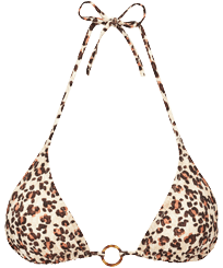 Top de bikini de triángulo con estampado Turtles Leopard para mujer Straw vista frontal