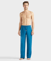 Men Linen Comfort Pants Solid Peacock front worn view
