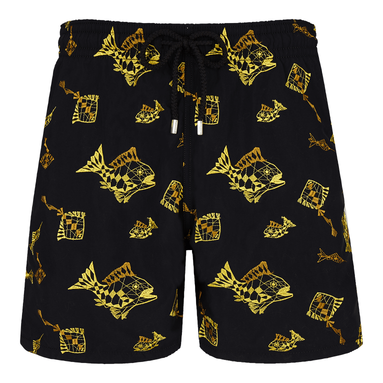 Men Swim Shorts Embroidered Vatel - Swimming Trunk - Mistral - Black