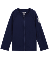 Kids Zipper Long Sleeves Rashguard Solid Navy front view