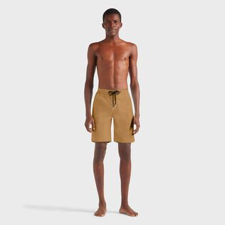 Men Tencel and Cotton Bermuda Shorts Satin Mocha front worn view