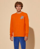 Men Wool and Cashmere Crewneck Sweater Turtle Carrot front worn view